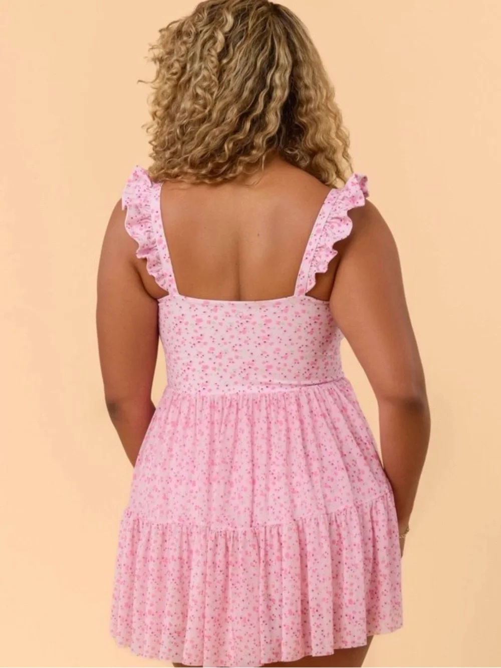 Girls' Pink Floral Tiered Sundress - Soft Cotton Look